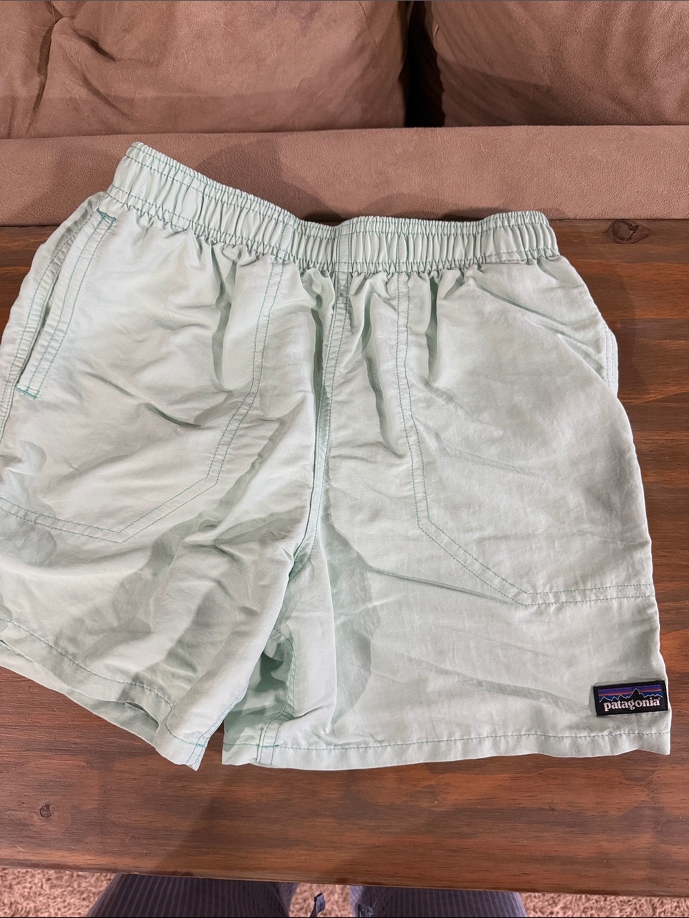 Patagonia kids Light Mint Casual Elastic-Waist swim shorts